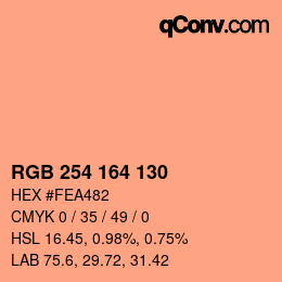 Color code: RGB 254 164 130 | qconv.com