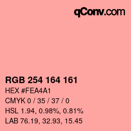 カラーコード: RGB 254 164 161 | qconv.com