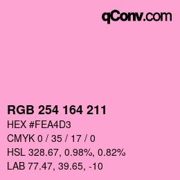 カラーコード: RGB 254 164 211 | qconv.com