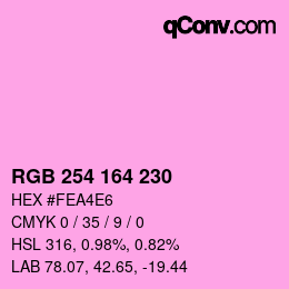 Código de color: RGB 254 164 230 | qconv.com