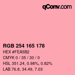 Color code: RGB 254 165 178 | qconv.com
