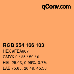 Farbcode: RGB 254 166 103 | qconv.com