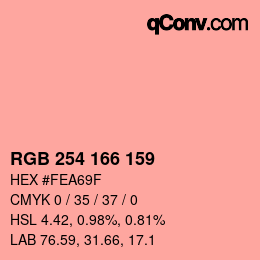 Color code: RGB 254 166 159 | qconv.com