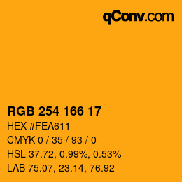 Color code: RGB 254 166 17 | qconv.com
