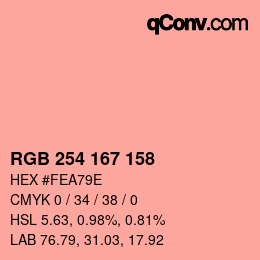カラーコード: RGB 254 167 158 | qconv.com