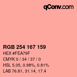 Color code: RGB 254 167 159 | qconv.com