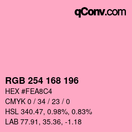 カラーコード: RGB 254 168 196 | qconv.com