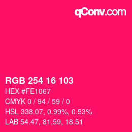 Color code: RGB 254 16 103 | qconv.com