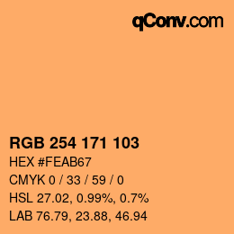 Color code: RGB 254 171 103 | qconv.com
