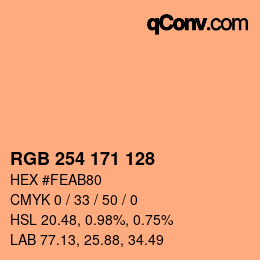 カラーコード: RGB 254 171 128 | qconv.com