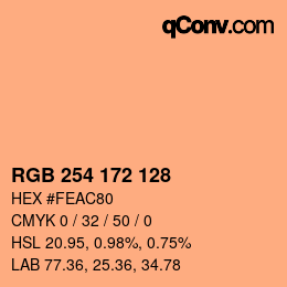 カラーコード: RGB 254 172 128 | qconv.com