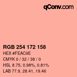 カラーコード: RGB 254 172 158 | qconv.com