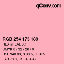 Color code: RGB 254 173 188 | qconv.com