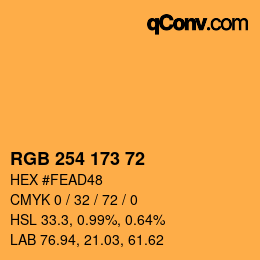 Color code: RGB 254 173 72 | qconv.com