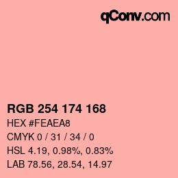 Color code: RGB 254 174 168 | qconv.com