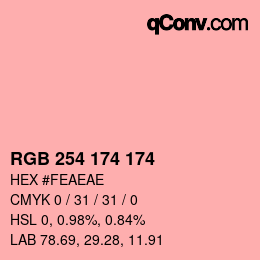 カラーコード: RGB 254 174 174 | qconv.com