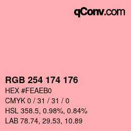 颜色代码: RGB 254 174 176 | qconv.com