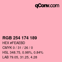 Color code: RGB 254 174 189 | qconv.com