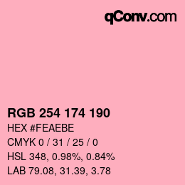 Color code: RGB 254 174 190 | qconv.com