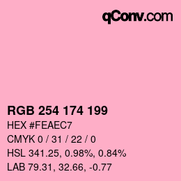 Color code: RGB 254 174 199 | qconv.com