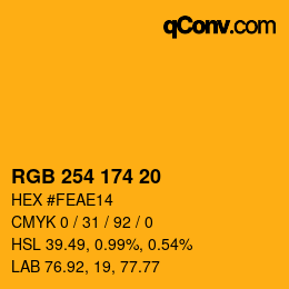 Color code: RGB 254 174 20 | qconv.com