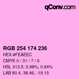 Color code: RGB 254 174 236 | qconv.com