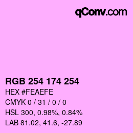 Color code: RGB 254 174 254 | qconv.com