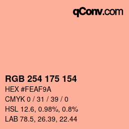 Código de color: RGB 254 175 154 | qconv.com