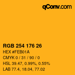 Color code: RGB 254 176 26 | qconv.com