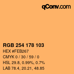 カラーコード: RGB 254 178 103 | qconv.com