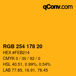 Color code: RGB 254 178 20 | qconv.com