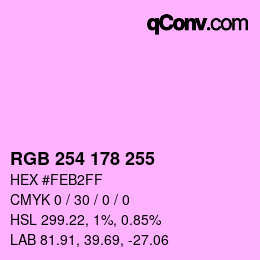 Color code: RGB 254 178 255 | qconv.com