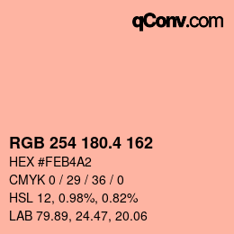 カラーコード: RGB 254 180.4 162 | qconv.com