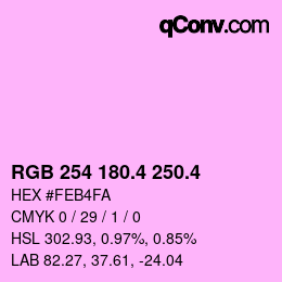 カラーコード: RGB 254 180.4 250.4 | qconv.com