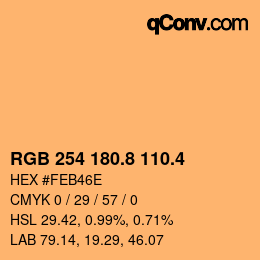 カラーコード: RGB 254 180.8 110.4 | qconv.com