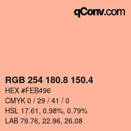 カラーコード: RGB 254 180.8 150.4 | qconv.com