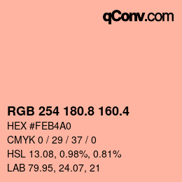 カラーコード: RGB 254 180.8 160.4 | qconv.com