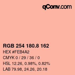 カラーコード: RGB 254 180.8 162 | qconv.com