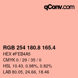 カラーコード: RGB 254 180.8 165.4 | qconv.com