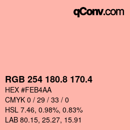 カラーコード: RGB 254 180.8 170.4 | qconv.com