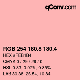 カラーコード: RGB 254 180.8 180.4 | qconv.com