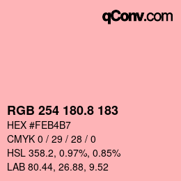 カラーコード: RGB 254 180.8 183 | qconv.com