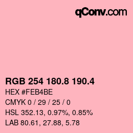カラーコード: RGB 254 180.8 190.4 | qconv.com