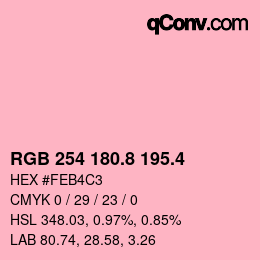 カラーコード: RGB 254 180.8 195.4 | qconv.com