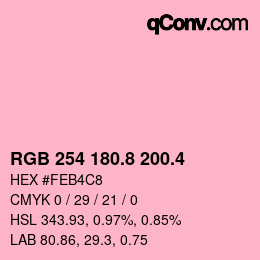 カラーコード: RGB 254 180.8 200.4 | qconv.com