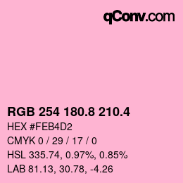 カラーコード: RGB 254 180.8 210.4 | qconv.com
