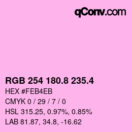 カラーコード: RGB 254 180.8 235.4 | qconv.com