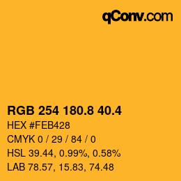 カラーコード: RGB 254 180.8 40.4 | qconv.com