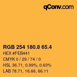 カラーコード: RGB 254 180.8 65.4 | qconv.com