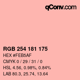 Farbcode: RGB 254 181 175 | qconv.com